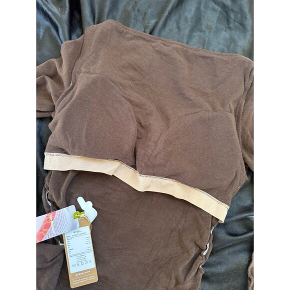 NWT OGL Modern Side Ruched Boatneck Brami Long Sleeve Top Espresso Size Large - Picture 6 of 7